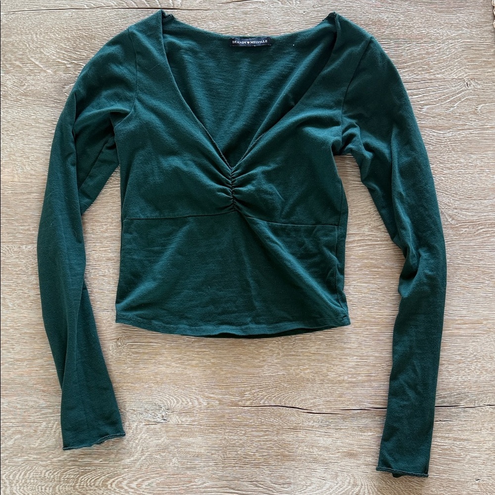 Brandy Melville emerald Green Long Sleeve Top